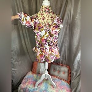 Blush Size Large Butterfly Cold Shoulder Top